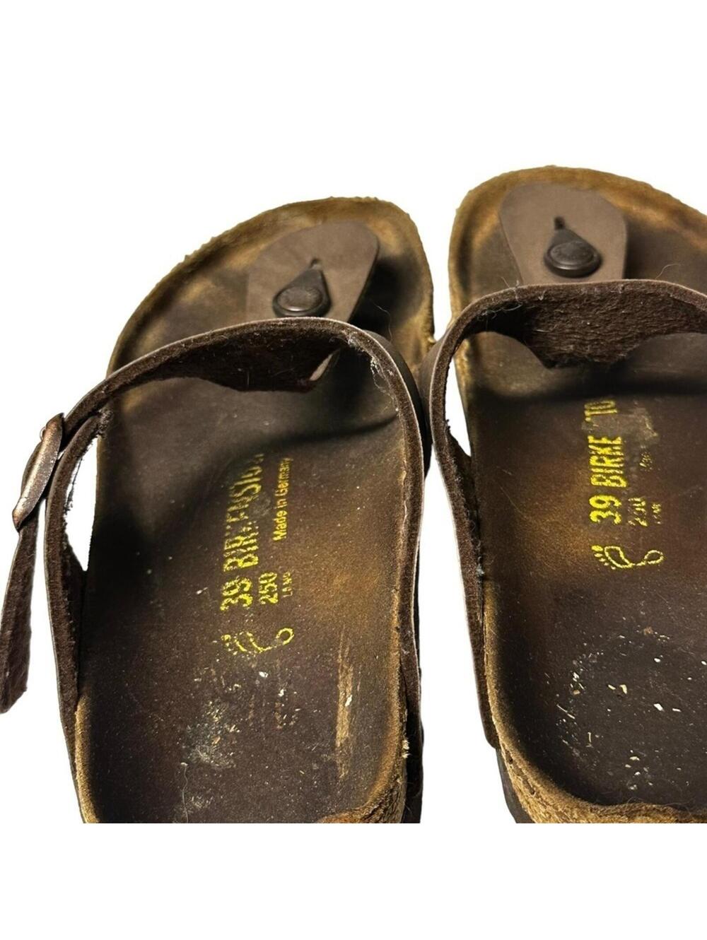 Birkenstock Gizeh Birkibuc Thong Sandals Brown Size 39 (US Women's 8-8.5) - Picture 7 of 16